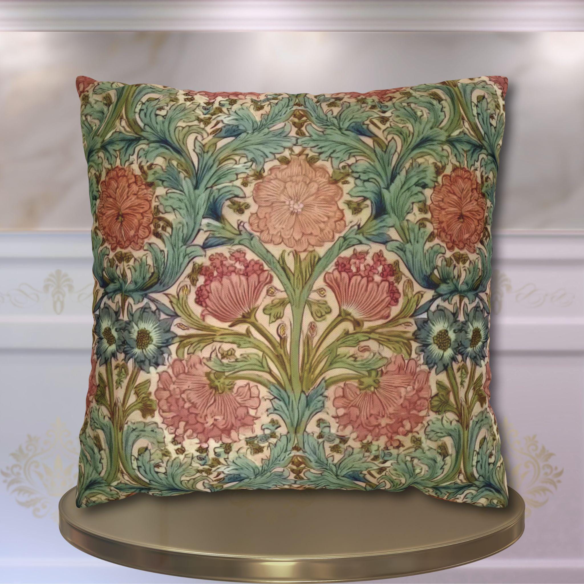 William Morris Style Hyacinth Pillow Cover: John Henry Dearle Inspired Floral