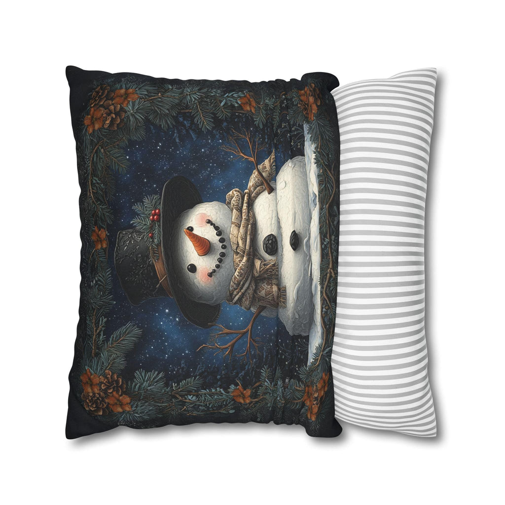 William Morris Inspired Snowman Pillow Cover, Festive Winter Decor, Unique Christmas Cushion Cover