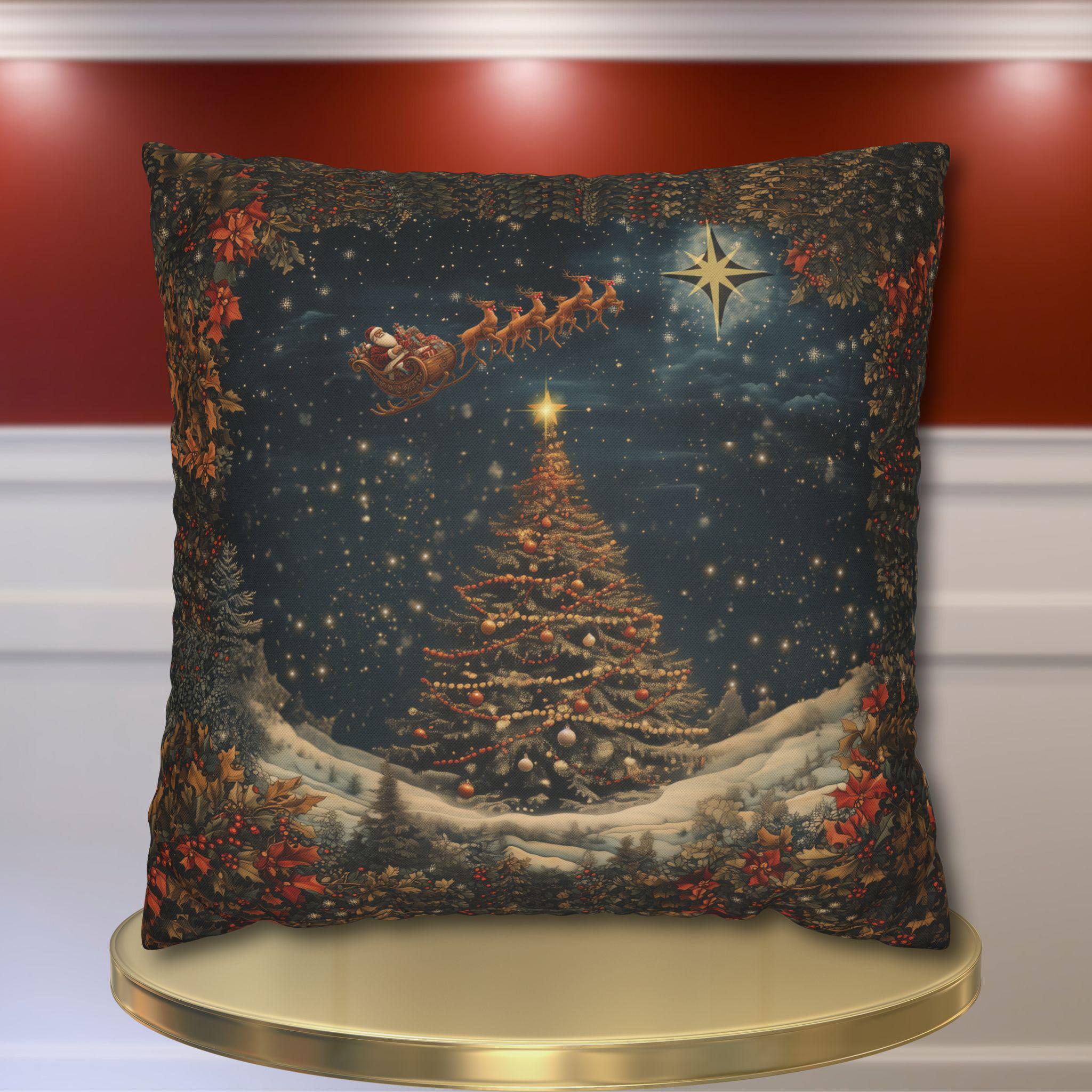 Santa's Sleigh Christmas Pillowcase: Festive Holiday Decor Winter Home Accent