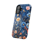 Blue Wildflower MagSafe iPhone Case: Dreamy Floral Design 14 15 16 Pro Plus Max