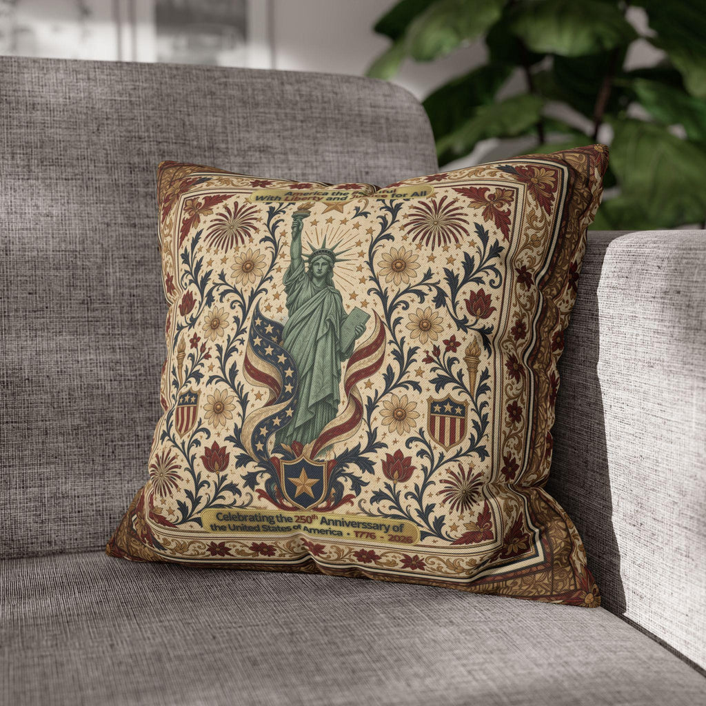 Patriotic Statue of Liberty Pillow Cover: Americana Heritage Design