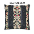 William Morris Christmas Pillow Cover: Charcoal-Navy & Ivory Stripes with Red Berries