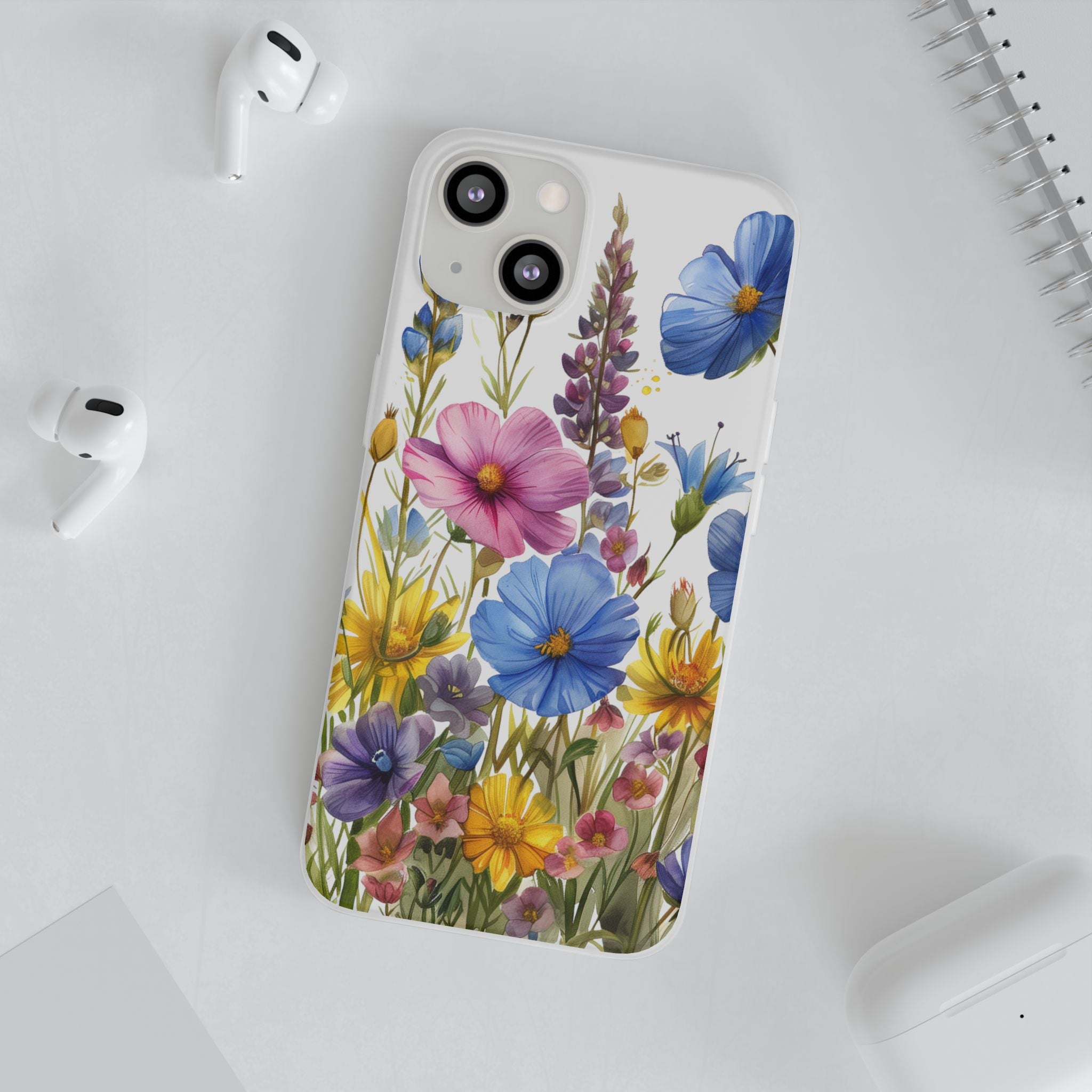 Floral Phone Case: Slim Matte TPU Cover, Wildflower Garden
