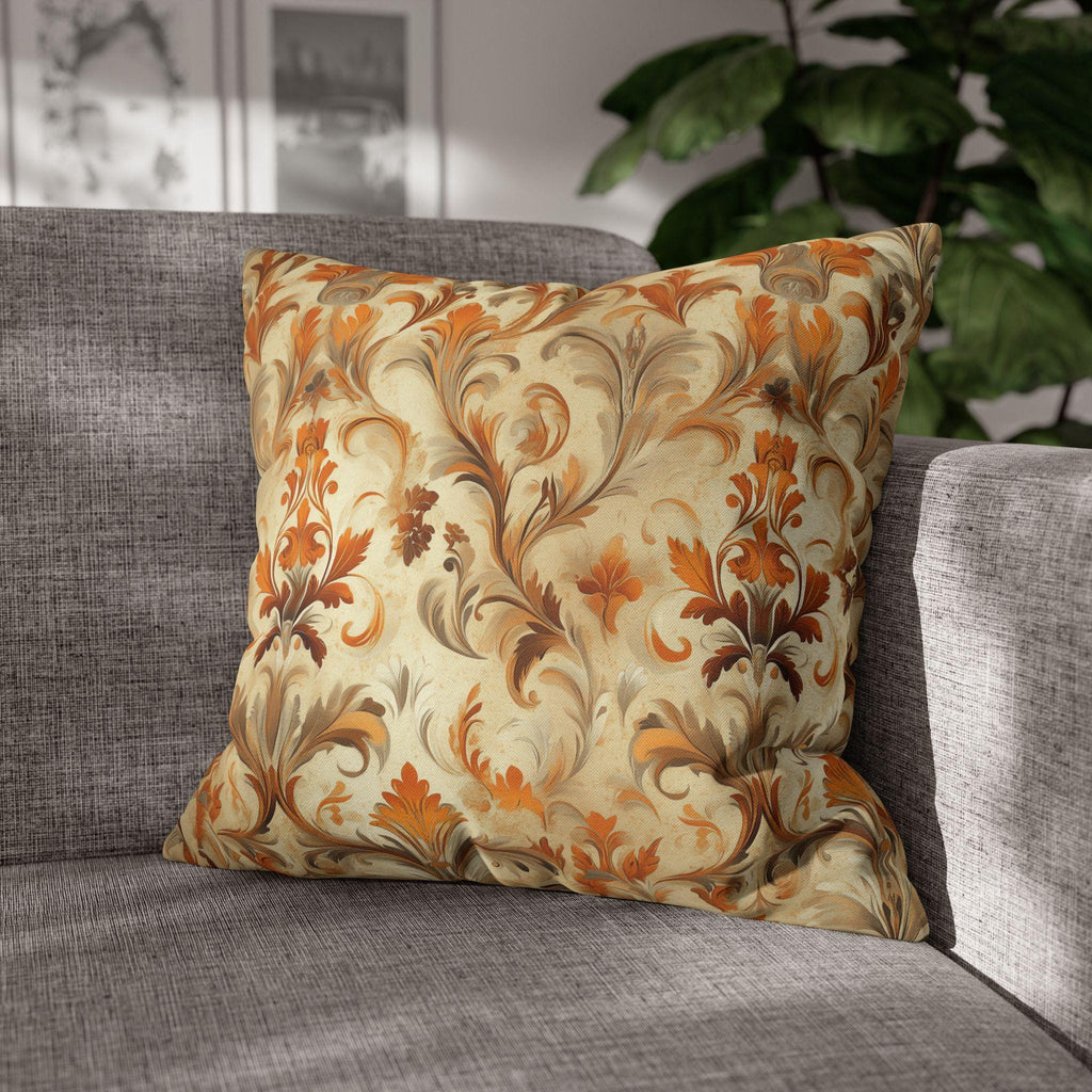 Autumn Damask Pillow Cover, Elegant Floral Design, Fall Home Decor