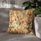 Autumn Damask Pillow Cover, Elegant Floral Design, Fall Home Decor