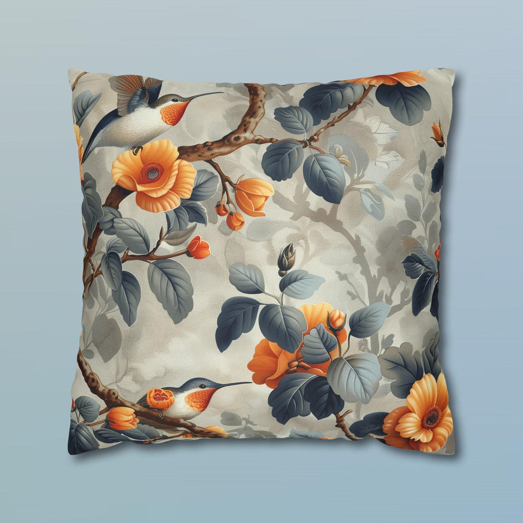 Botanical William Morris Pillow Cover - Hummingbird and Floral Print
