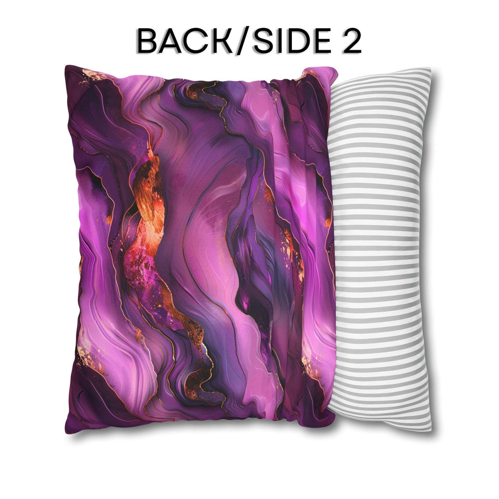 Abstract Plum Pillow Cover: Waves of Amethyst with Copper Fire Colored Accents