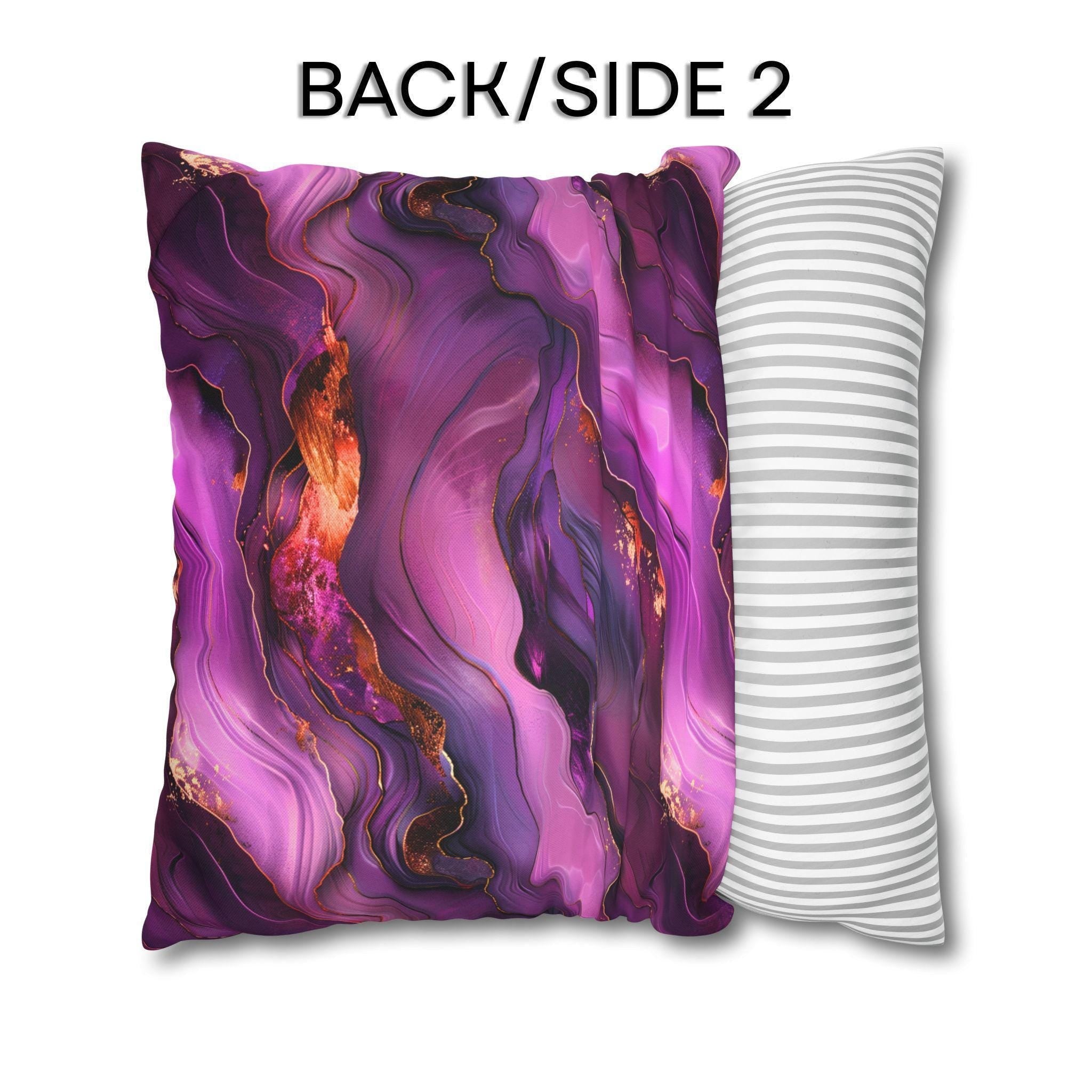 Abstract Plum Pillow Cover: Waves of Amethyst with Copper Fire Colored Accents