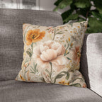 Botanical Pillow Cover: Apricot, Honey, Sage on Warm Neutral Background