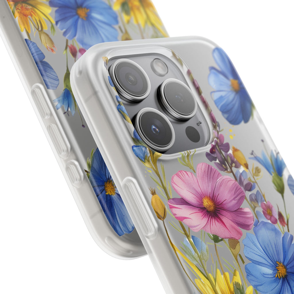 Floral Phone Case: Slim Matte TPU Cover, Wildflower Garden