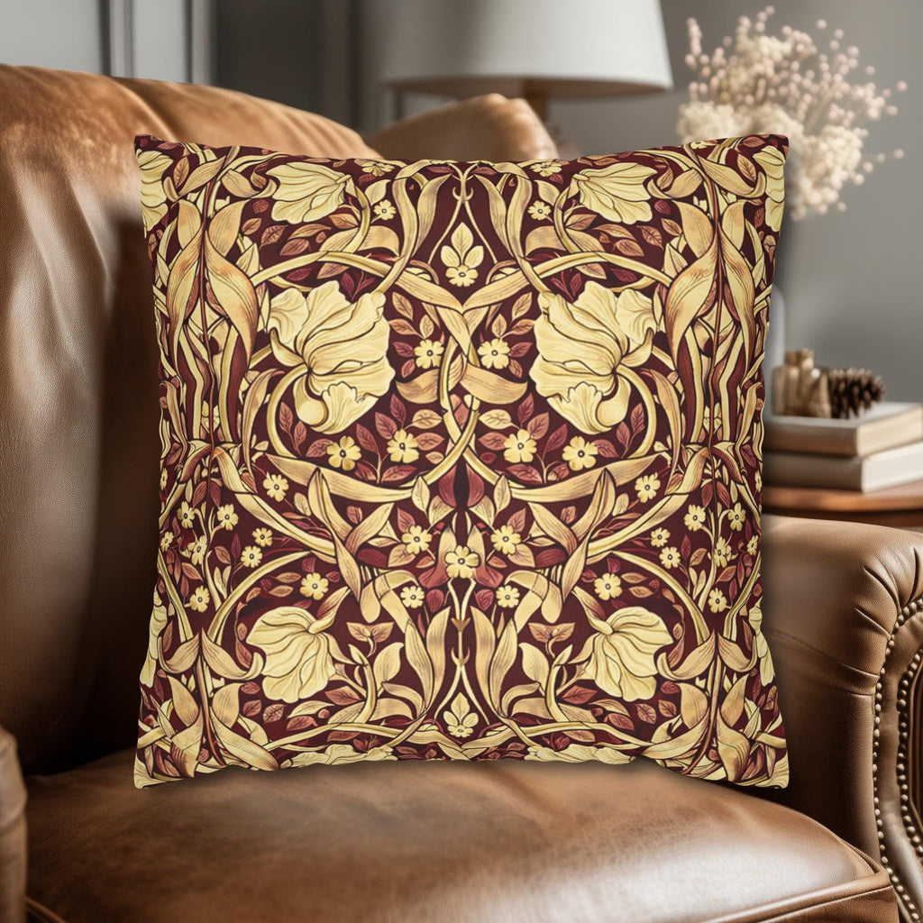 William Morris Pillow Cover: Burgundy Champagne Vintage Pimpernel Reconstructed