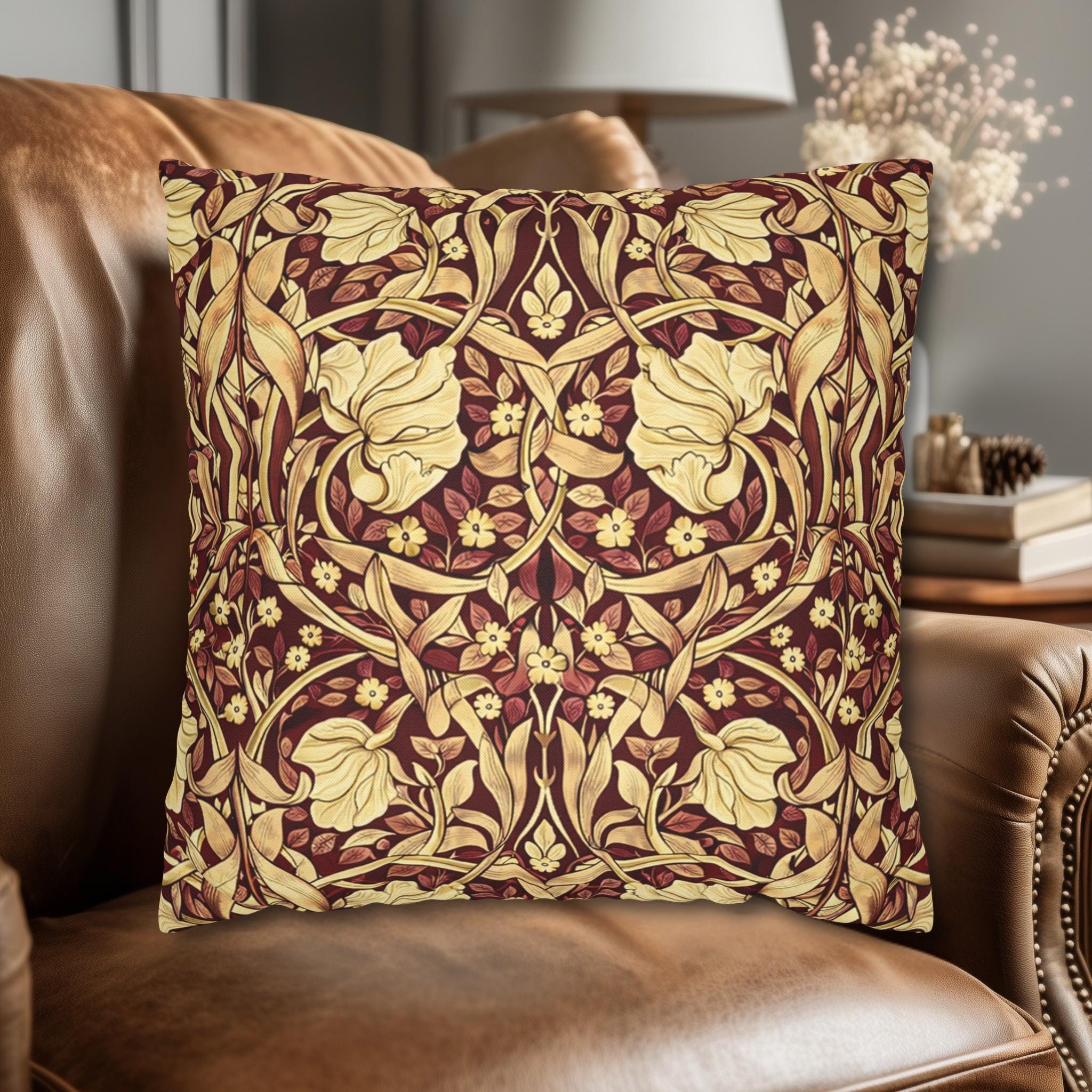 William Morris Pillow Cover: Burgundy Champagne Vintage Pimpernel Reconstructed