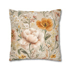 Botanical Pillow Cover: Apricot, Honey, Sage on Warm Neutral Background