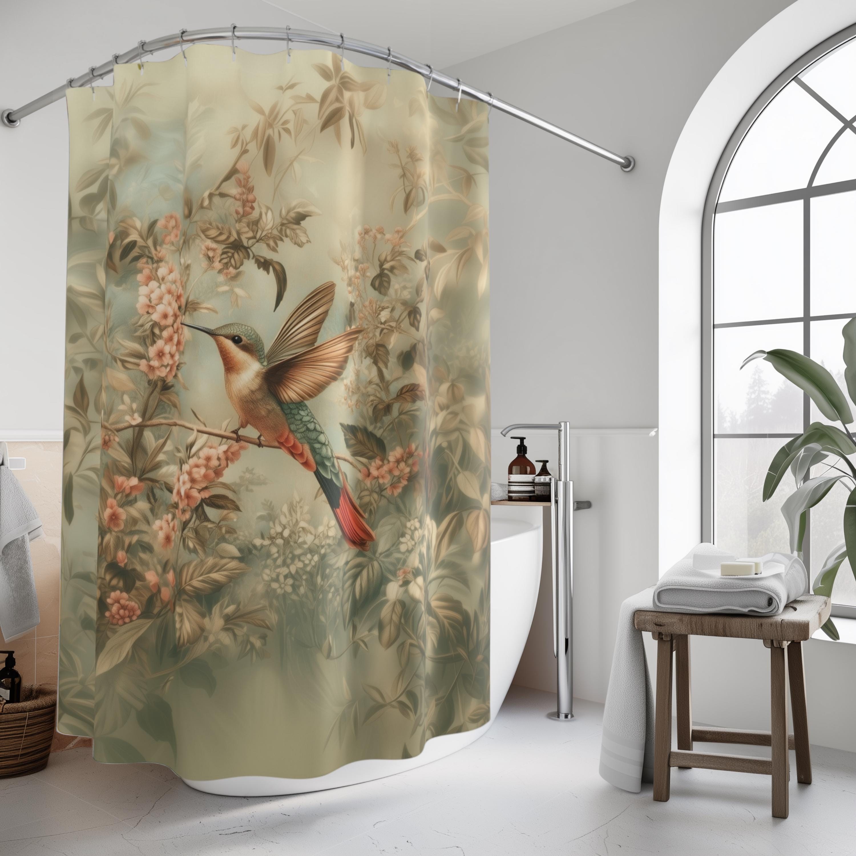 William Morris Hummingbird Shower Curtain: Botanical Arts & Crafts Design