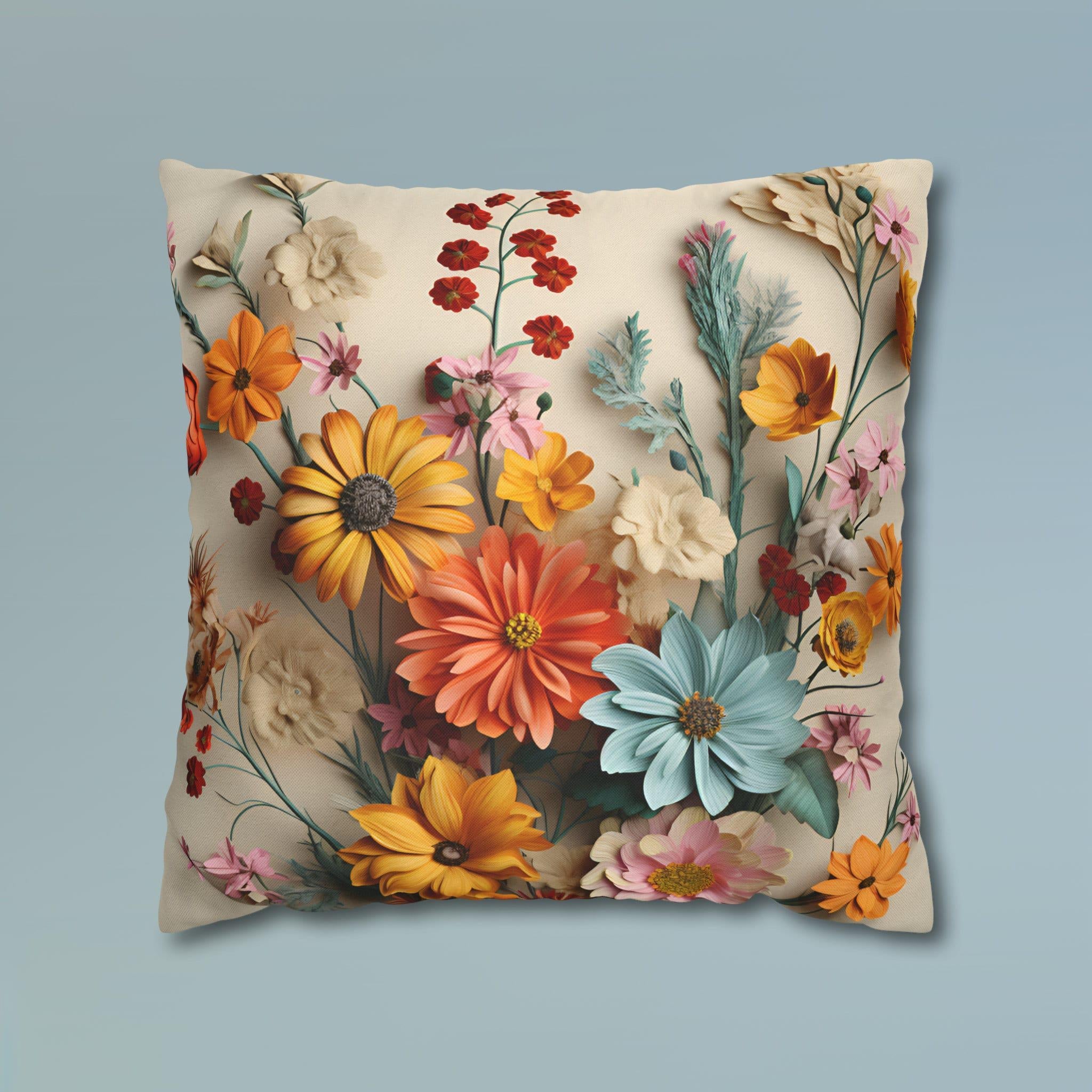 Wildflower Bouquet Pillow Cover: Colorful Floral Design