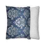 Steel Blue Damask Pillow Cover: Elegant Floral Cushion