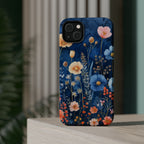 Blue Wildflower MagSafe iPhone Case: Dreamy Floral Design 14 15 16 Pro Plus Max