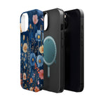 Blue Wildflower MagSafe iPhone Case: Dreamy Floral Design 14 15 16 Pro Plus Max