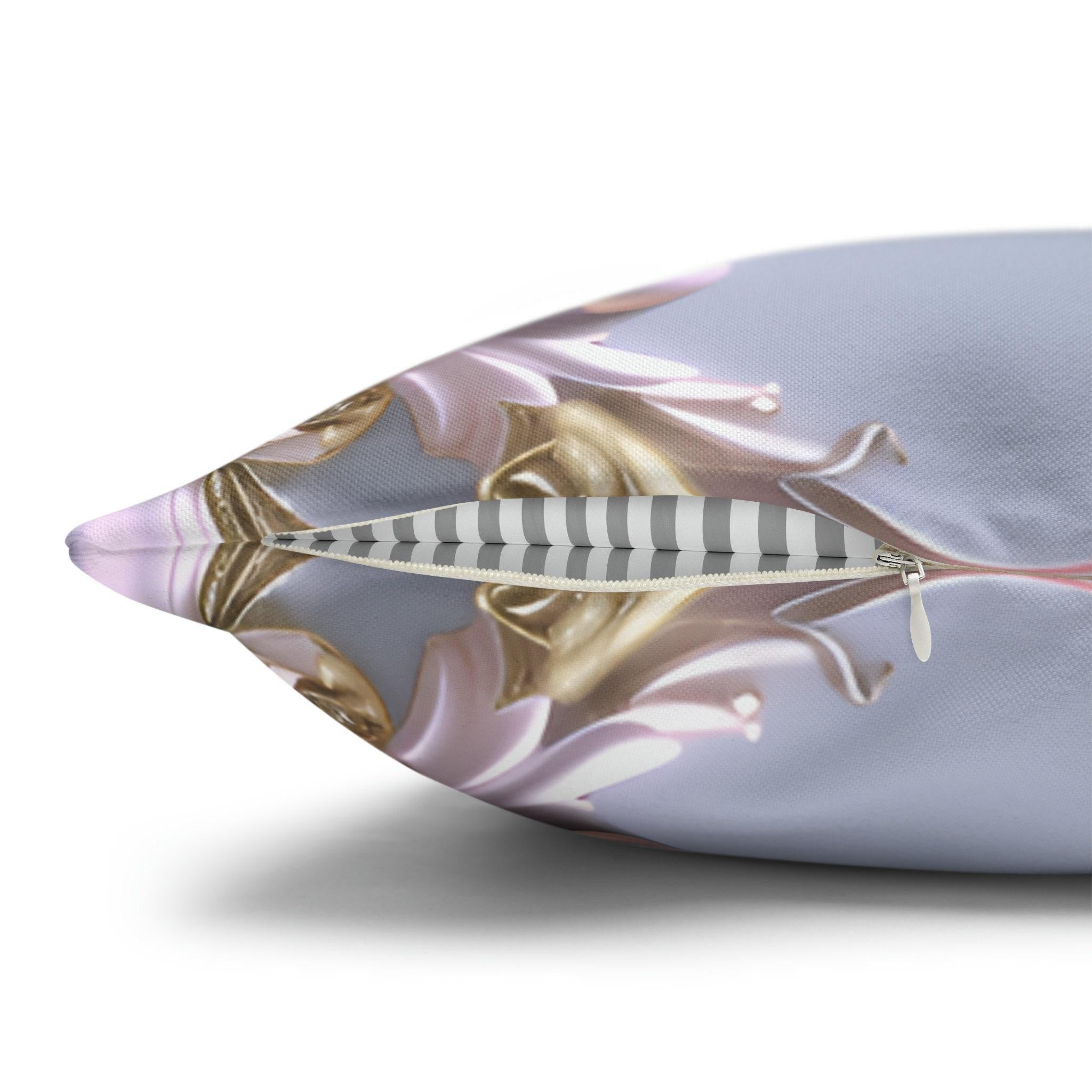 Pastel Pink Rococo Pillow Cover: Gold Accent Coquette Decor