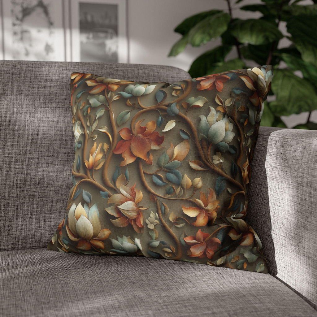 Vintage-Inspired Autumn Floral Pillow Cover: William Morris Style Tapestry Home Accent