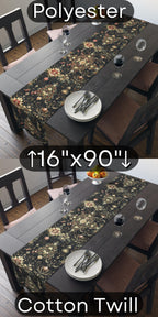 Christmas Tree Table Runner: Luxe Gold Red & Green on Deep Charcoal Holiday Table Decor