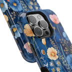 Blue Wildflower MagSafe iPhone Case: Dreamy Floral Design 14 15 16 Pro Plus Max