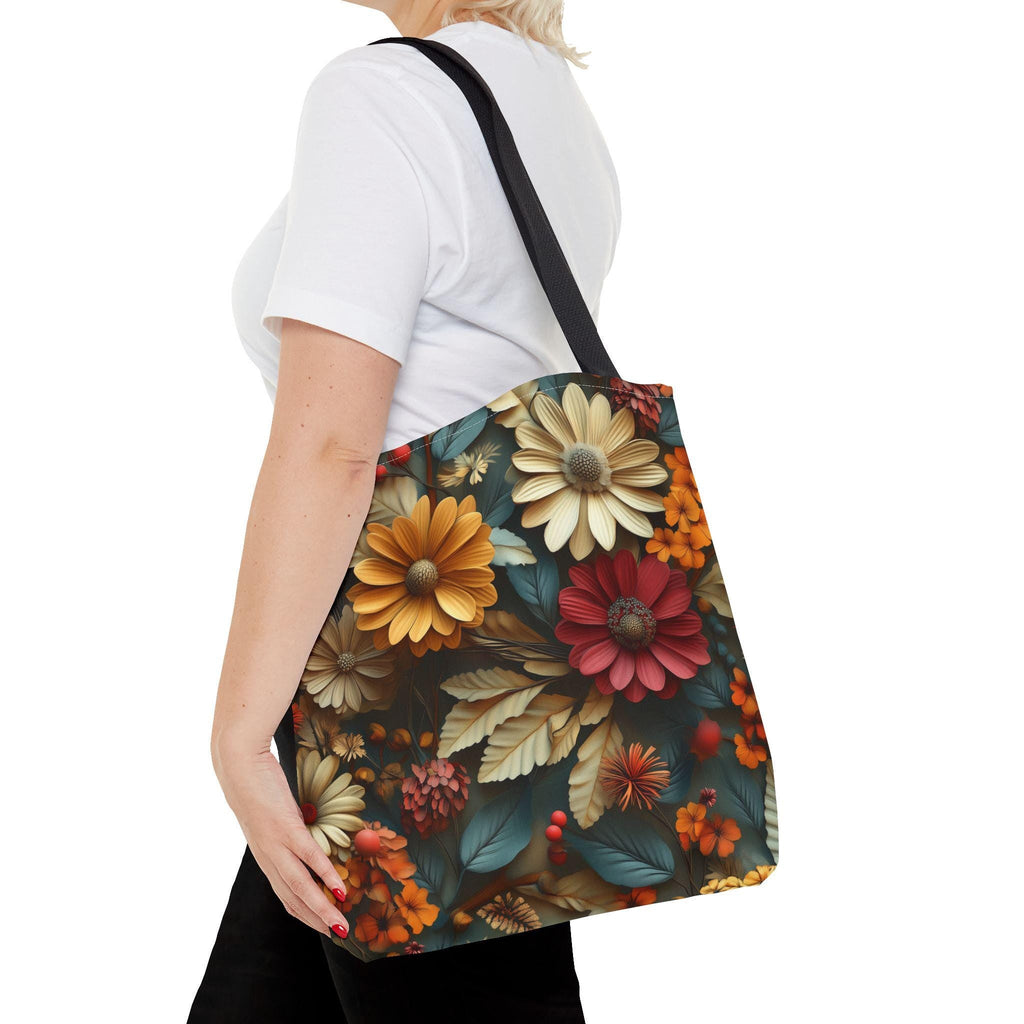 Autumn Floral Tote Bag: Detailed Fall Flowers Design