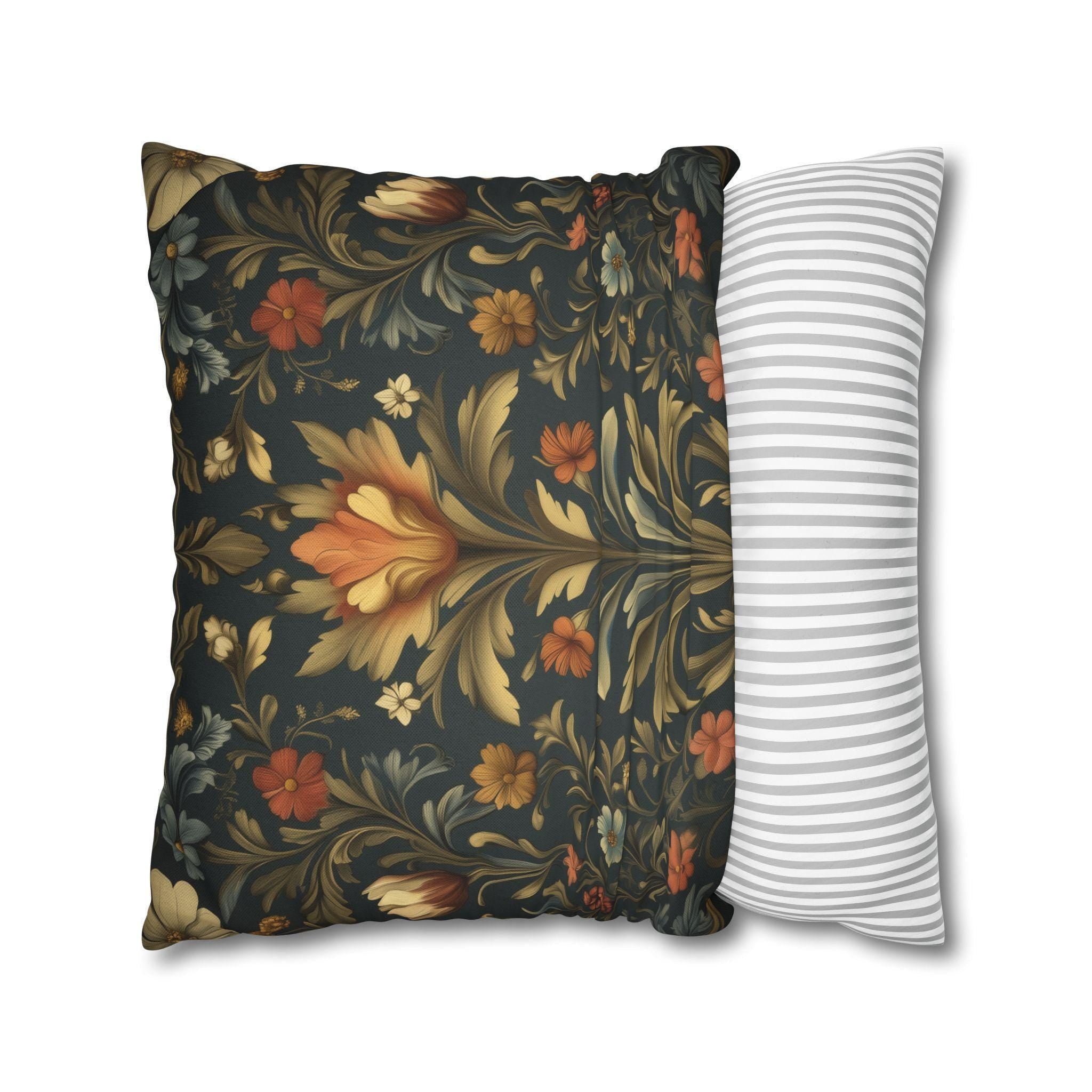 William Morris Botanical Pillow Cover: Golden Ochre Moody Blooms Floral Tapestry