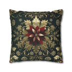 Poinsettia Pillowcase: Festive Holiday Floral, Red and Gold Winter Accent
