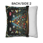 Jewel Tone Christmas Pillow Cover: Decorated Botanical Tree with Bright Ornaments and Florals