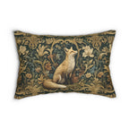 William Morris Fox Lumbar Pillow: Dark Woodland Botanical Arts & Crafts Decor