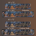 Vintage Style North Pole Christmas Table Runner: Navy, Gold, Pine