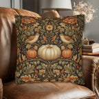 Pumpkin Thief Pillow Cover: William Morris Inspired Autumn Botanical Birds