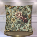 William Morris Inspired Autumn Floral Pillow Cover: Celadon, Fig Purple, Gold Heirloom Design