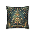 William Morris Merry Christmas 2024 Euro Sham, Gold Red Ornaments on Forest Green and Holly 24x24 & 26x26 inch sizes available
