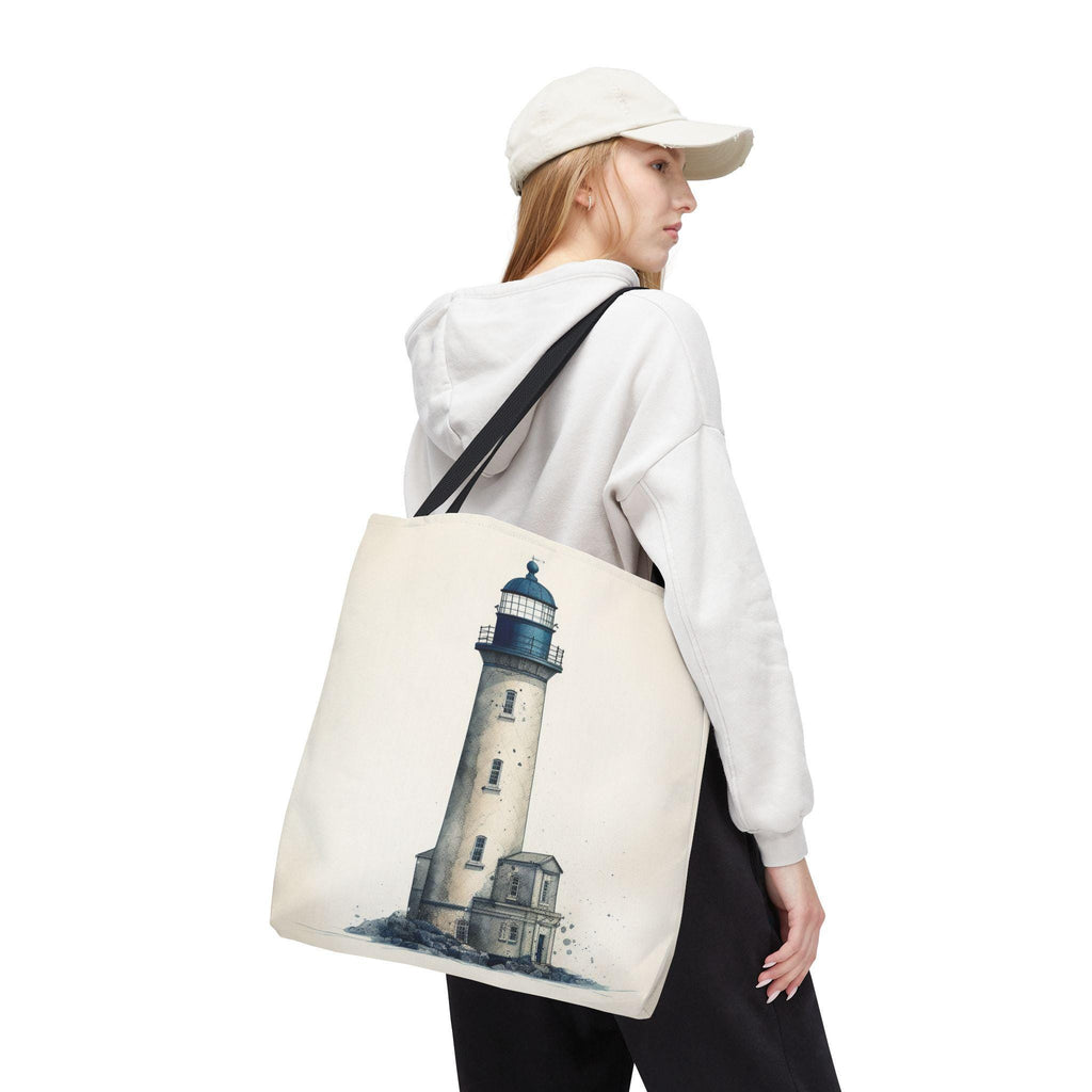 Coastal Lighthouse Tote: Durable Canvas Beach Bag in Blue - Nautical Carryall (S/M/L Available)
