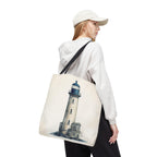 Coastal Lighthouse Tote: Durable Canvas Beach Bag in Blue - Nautical Carryall (S/M/L Available)