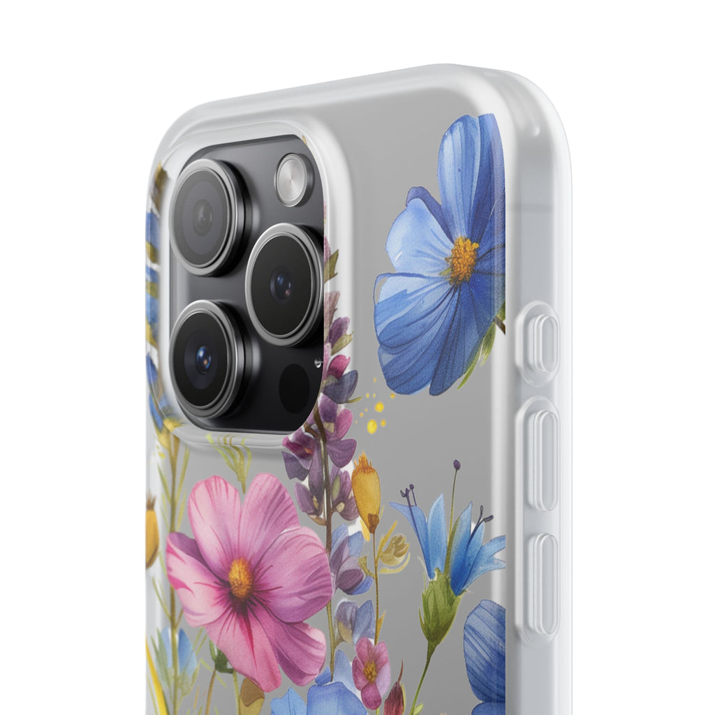 Floral Phone Case: Slim Matte TPU Cover, Wildflower Garden