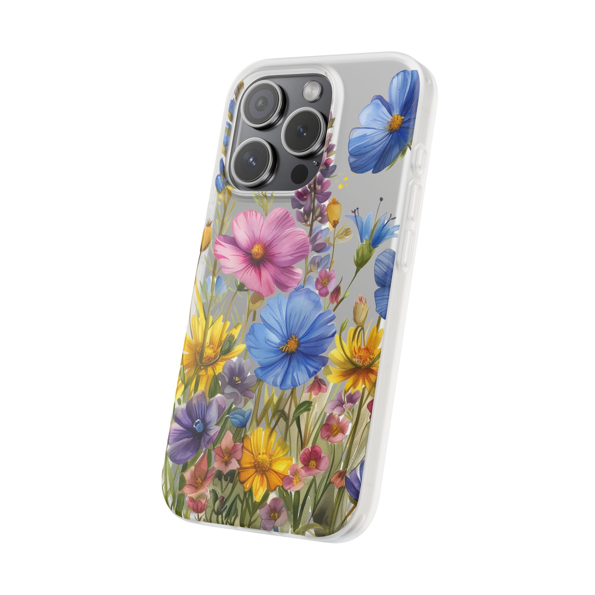 Floral Phone Case: Slim Matte TPU Cover, Wildflower Garden