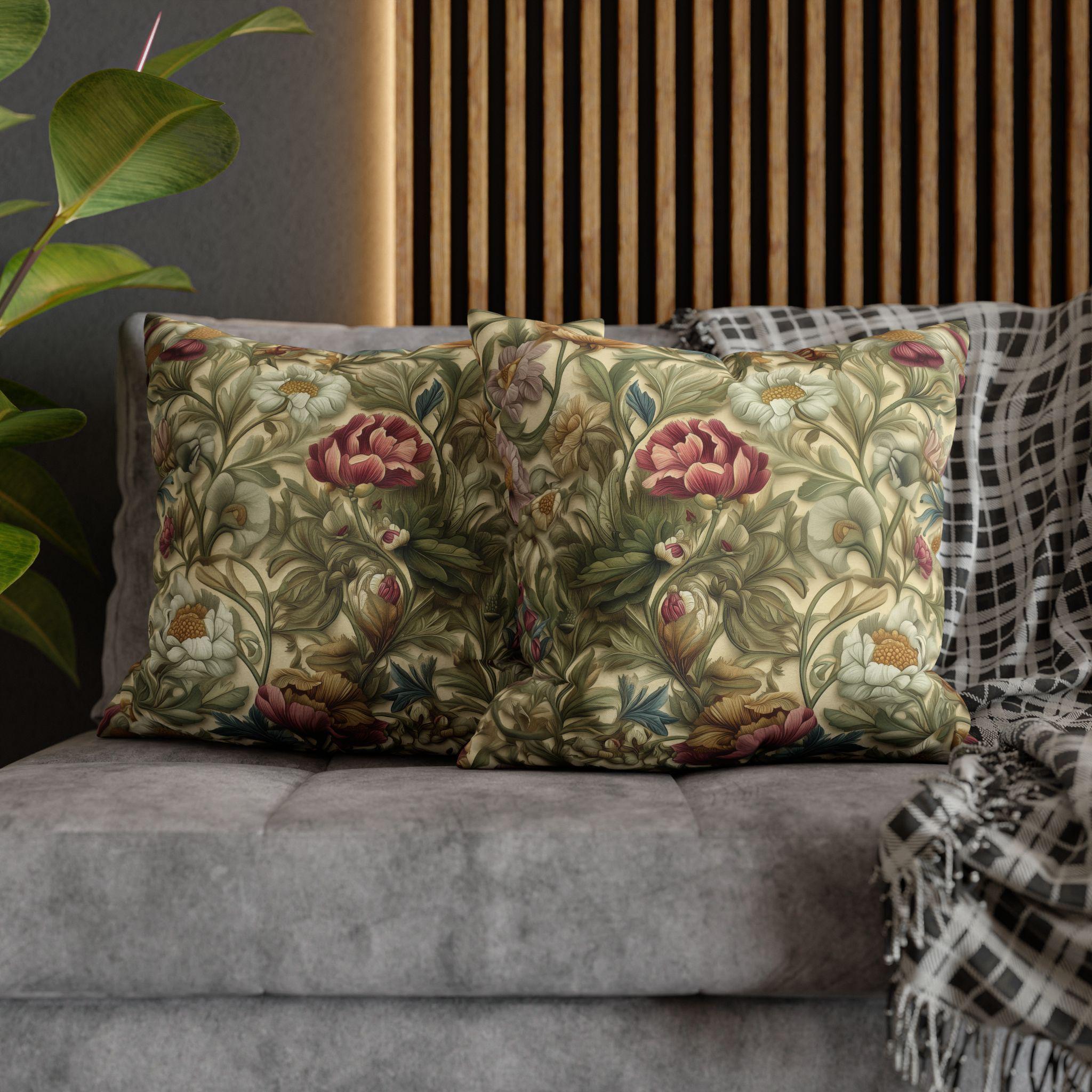 William Morris Botanical Pillow Cover: Vintage Style Floral Accent