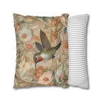 William Morris Hummingbird Pillow Cover: Peach Vintage Style Garden Cushion