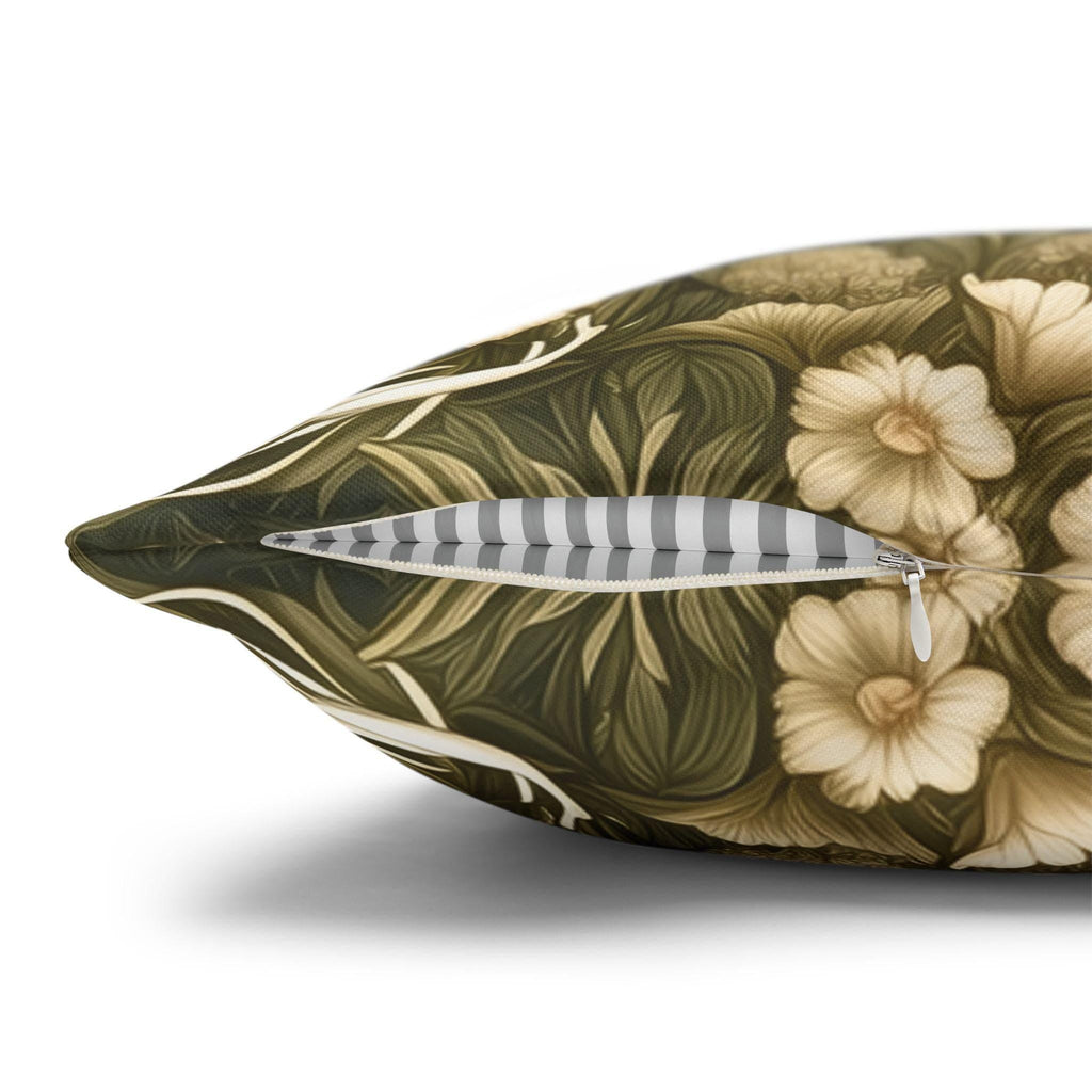 William Morris Style Throw Pillow Cover: Cranes and Marsh Botanicals