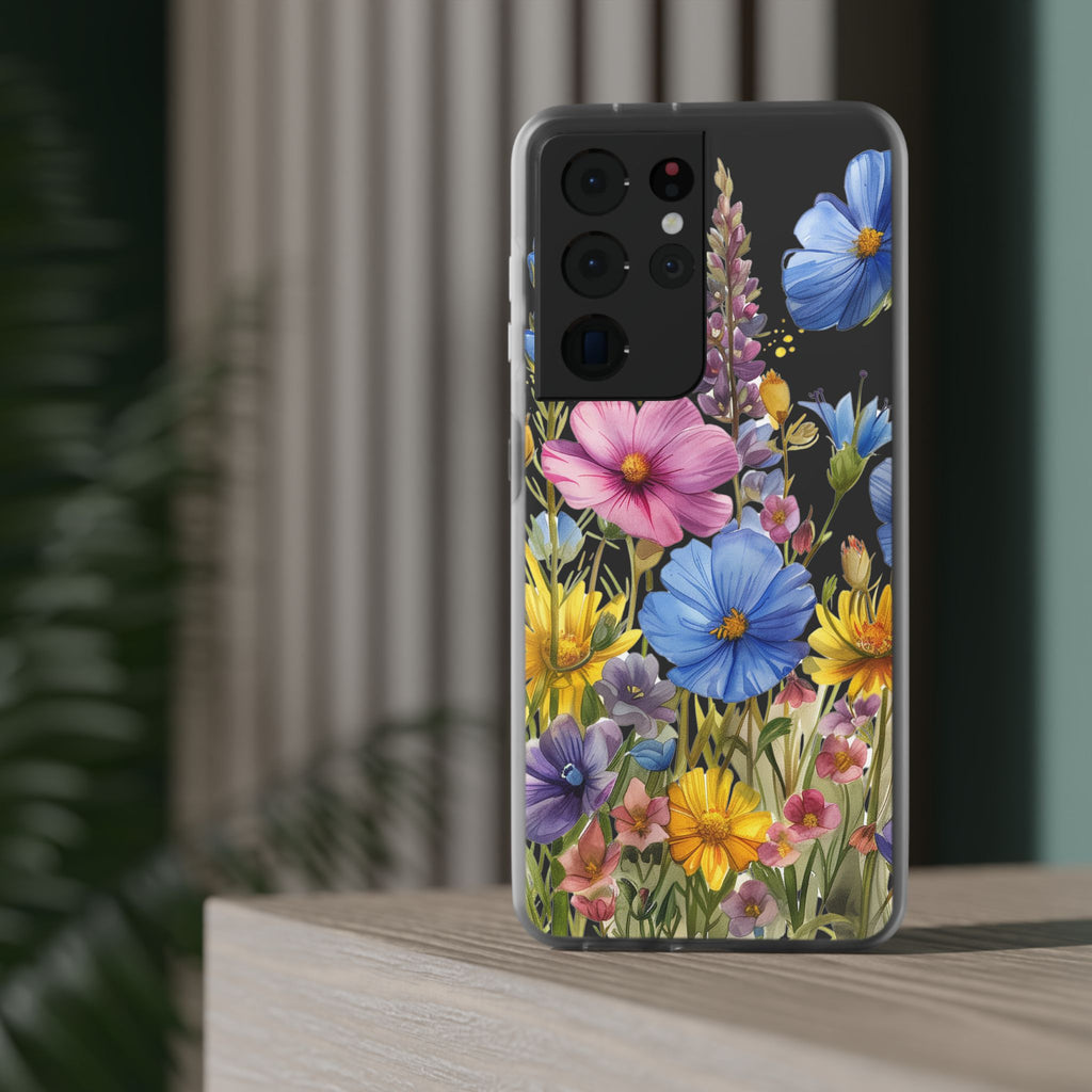 Floral Phone Case: Slim Matte TPU Cover, Wildflower Garden