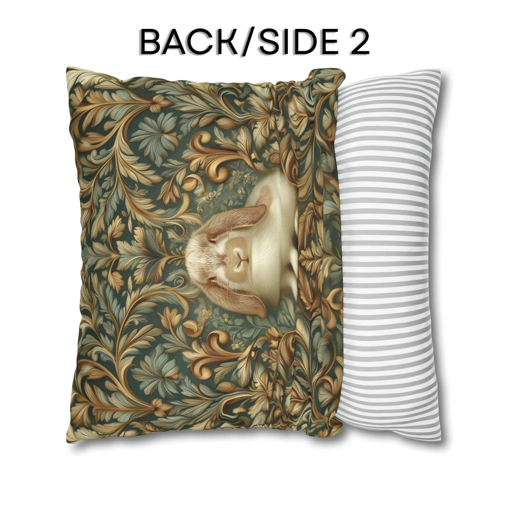 William Morris Woodland Botanical Pillow Cover: American Fuzzy Lop Rabbit