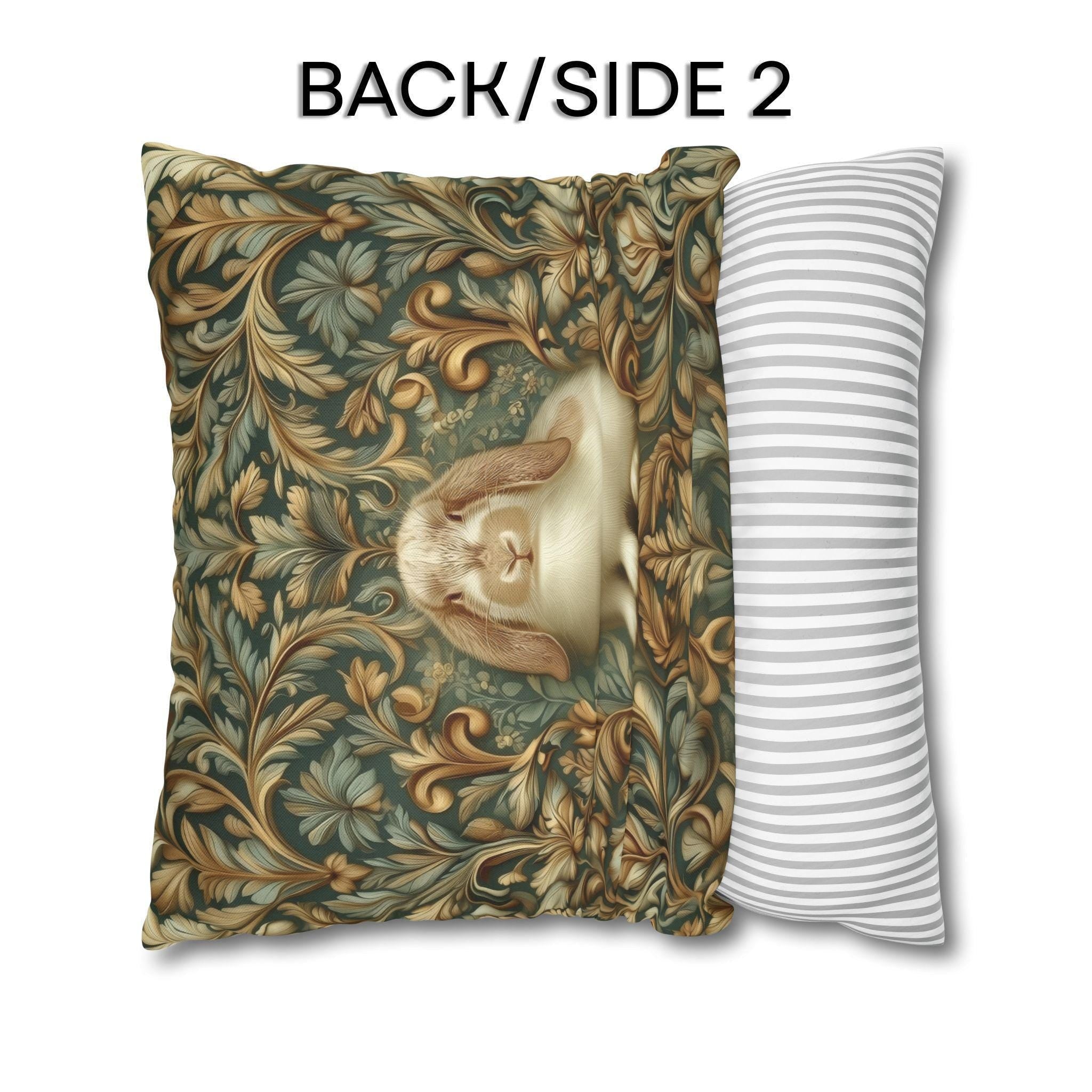 William Morris Woodland Botanical Pillow Cover: American Fuzzy Lop Rabbit