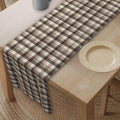 Neutral Brown Gingham Plaid Table Runner: Farmhouse Buffalo Check Accent