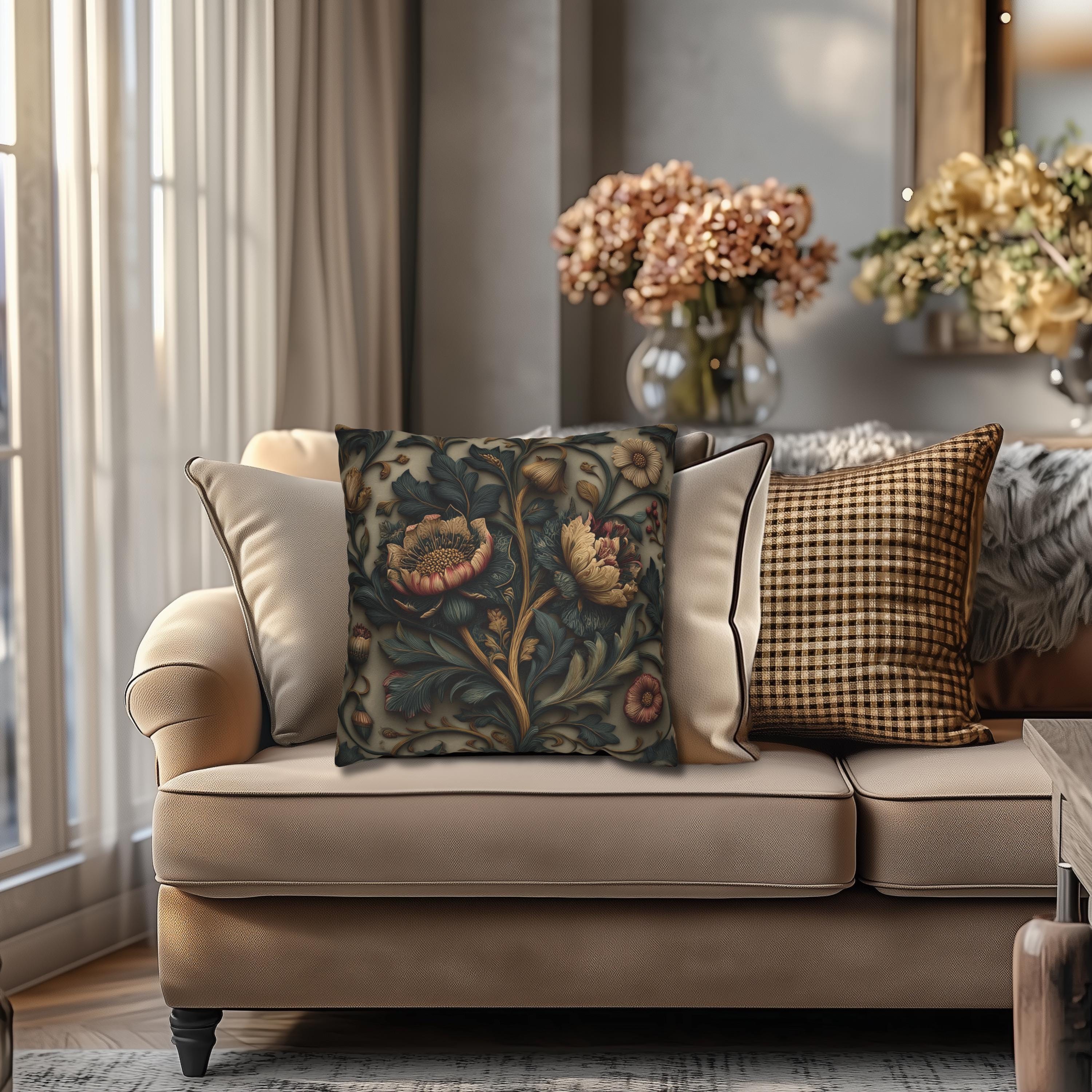 Spring Moody Blooms Pillow Cover: William Morris Inspired Home Decor Refresh
