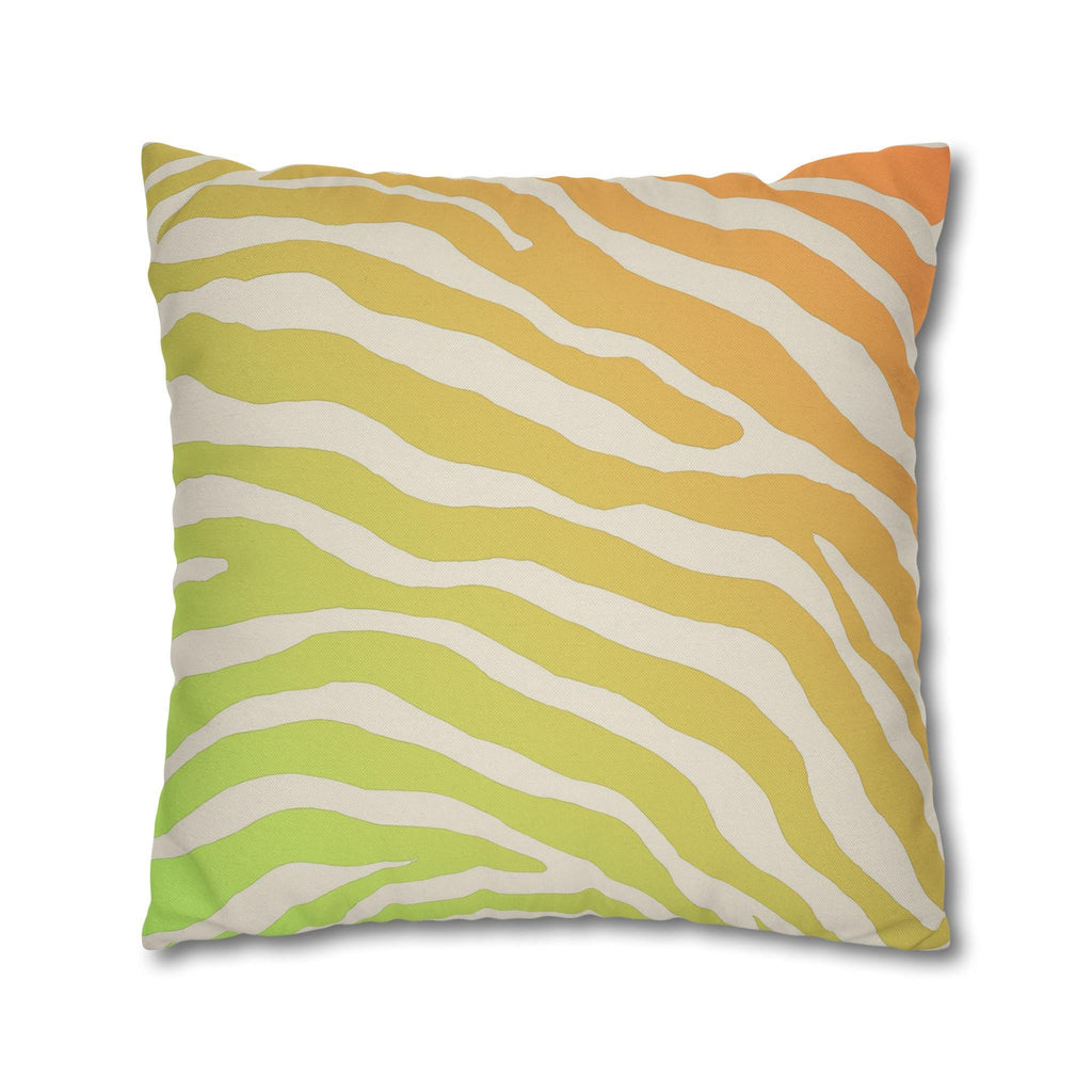 Vibrant Zebra Stripe Pillow Cover: Orange-Lime Gradient Safari Decor for Modern Living Spaces