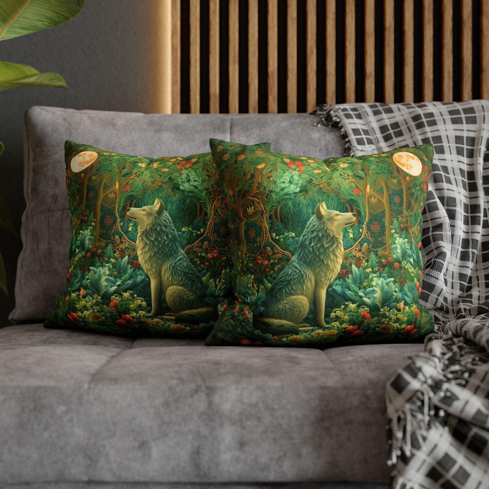 Mystical Wolf Moon Decorative Pillow