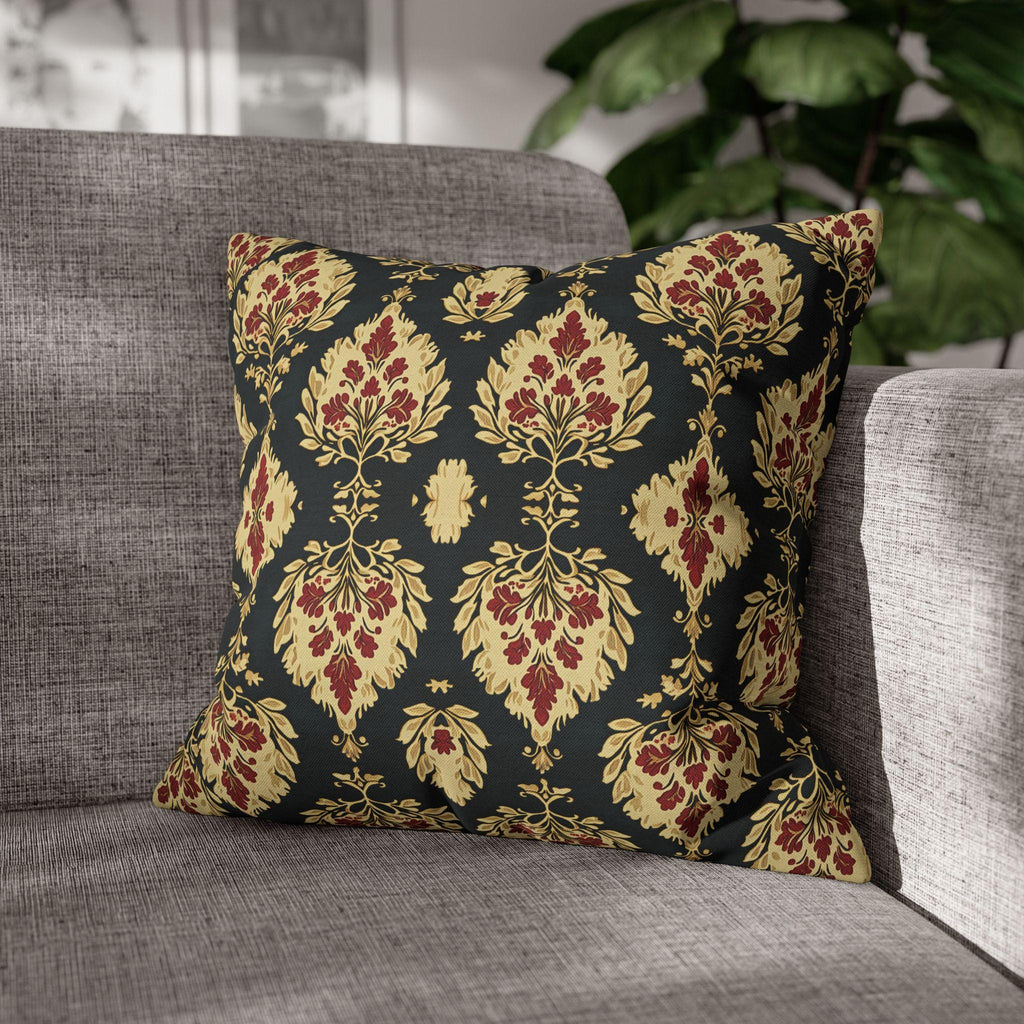 Elegant Ikat Christmas Pillow Cover: Red, Green & Gold Holiday Cushion for Festive Home Decor